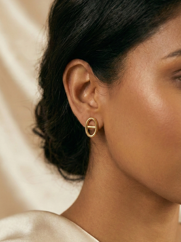 Celine Oval Frame Studs | 925 Sterling Silver