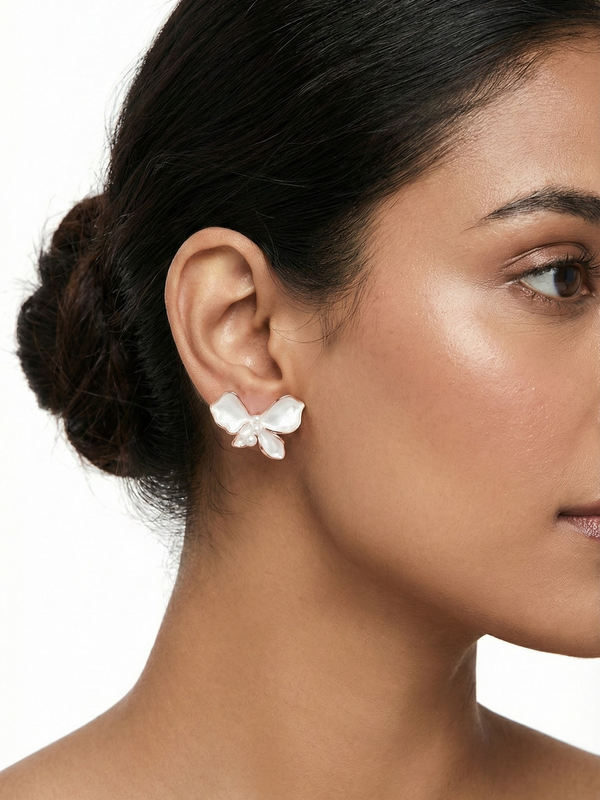 Luna Bloom Pearl Studs | 925 Sterling Silver