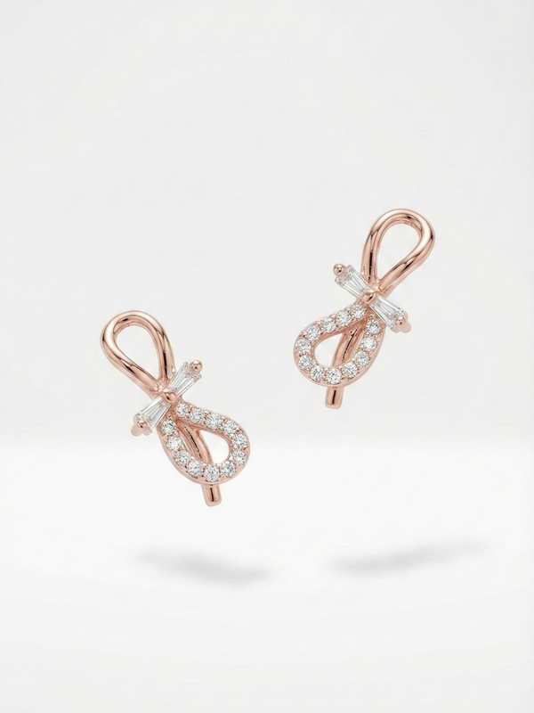 Amour Bow Sparkle Stud Earrings | 925 Sterling Silver