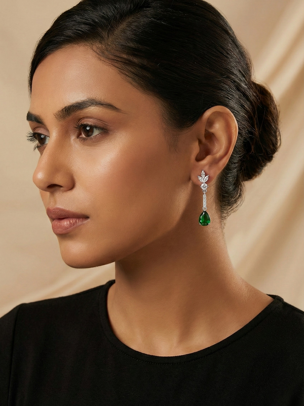 Rosée Émeraude Drop Earrings | 925 Sterling Silver