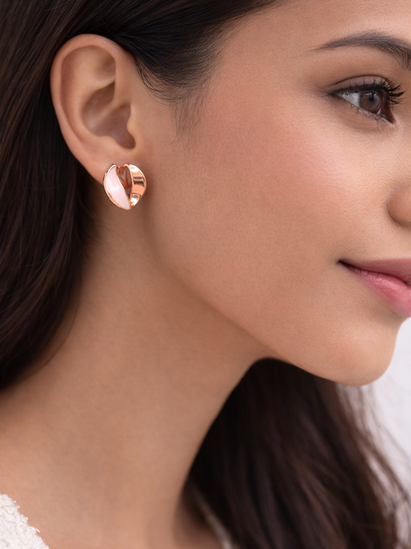 Rosé Curve Embrace Stud Earrings | 925 Sterling Silver