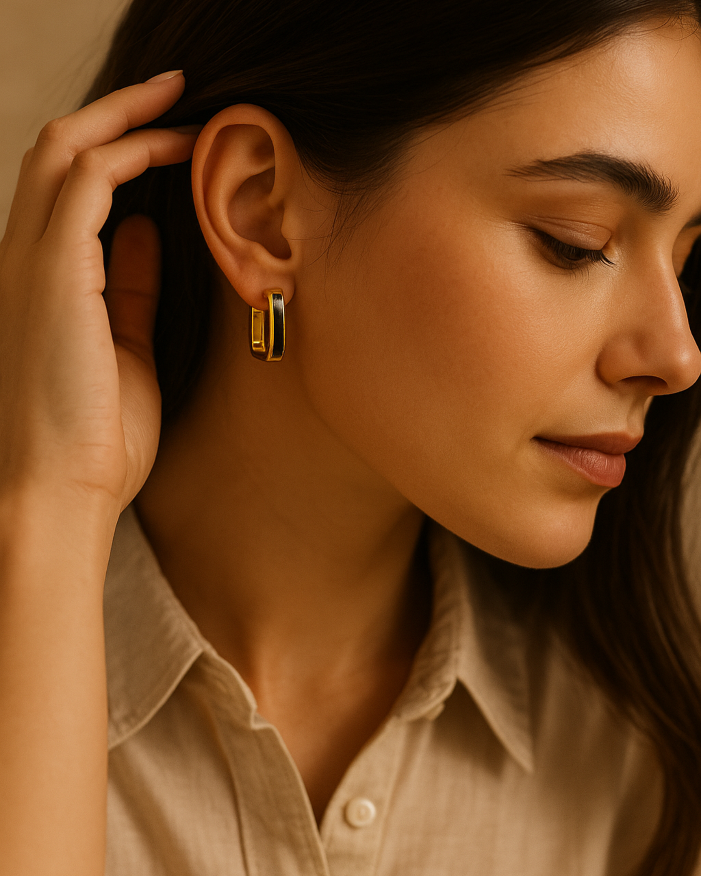 Aureum Noir Hoops - Demi Fine | Sterling Silver