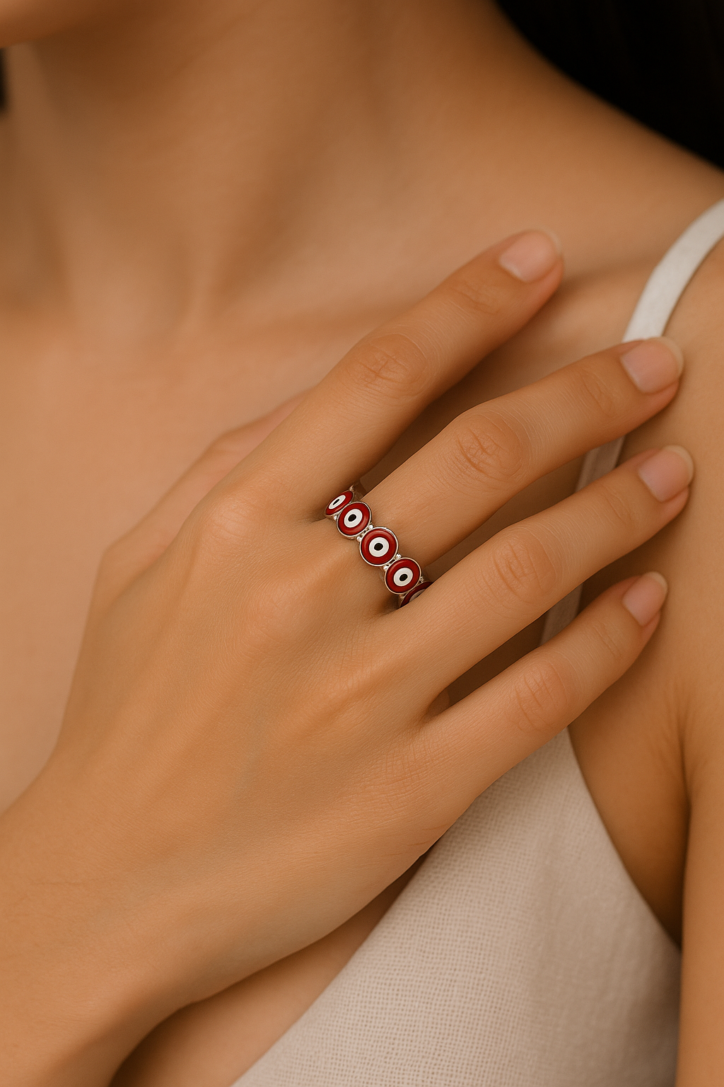 Eternal Nazar Band Ring - Sterling Silver