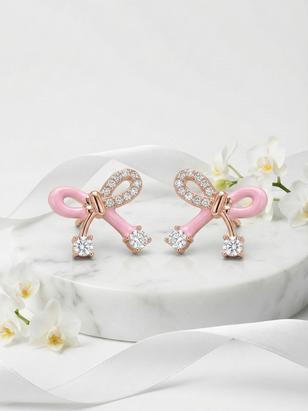 Rosetta Blush Bow Stud Earrings | 925 Sterling Silver