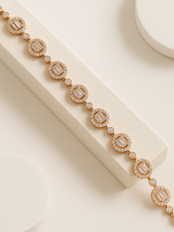 Regalia Baguette Halo Bracelet | 925 Sterling Silver