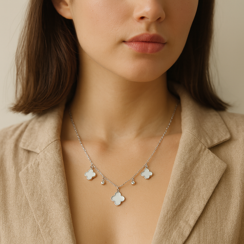 Clover Charm Sterling Silver Necklace