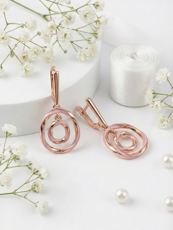 Aera Rosé Spiral Drop Earrings | 925 Sterling Silver