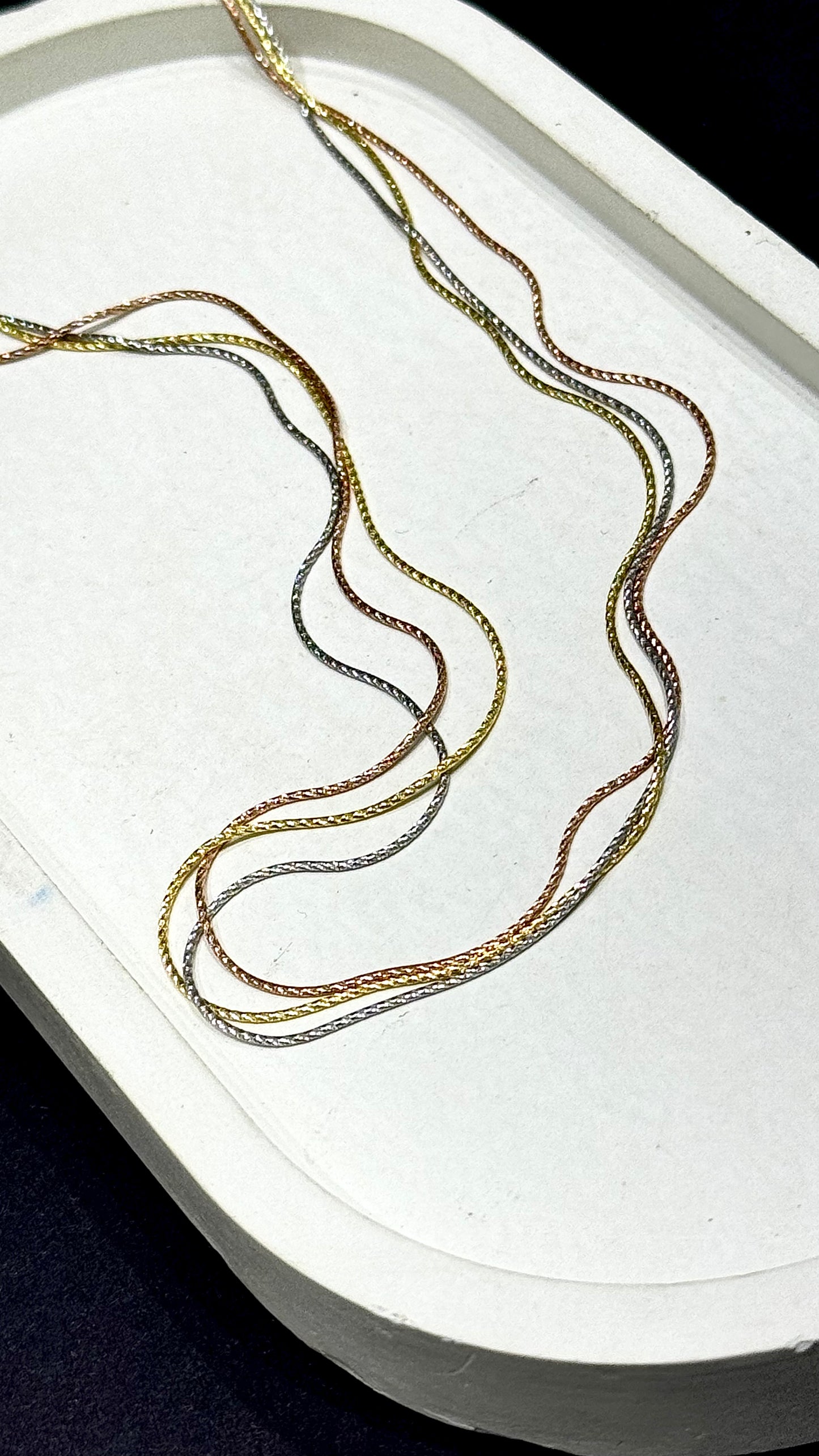 Trio-Tone Sleek Chain Necklace