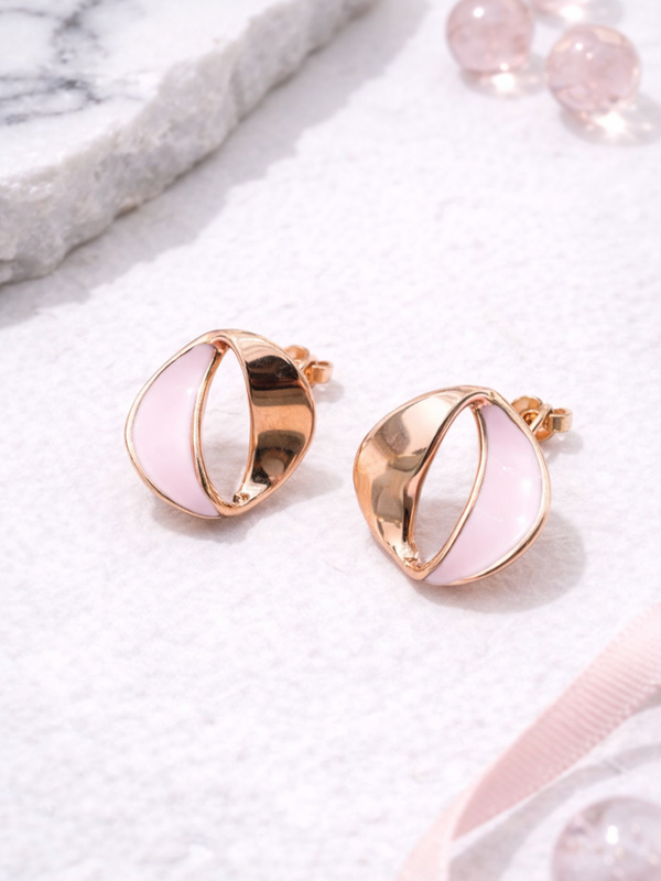 Rosé Curve Embrace Stud Earrings | 925 Sterling Silver
