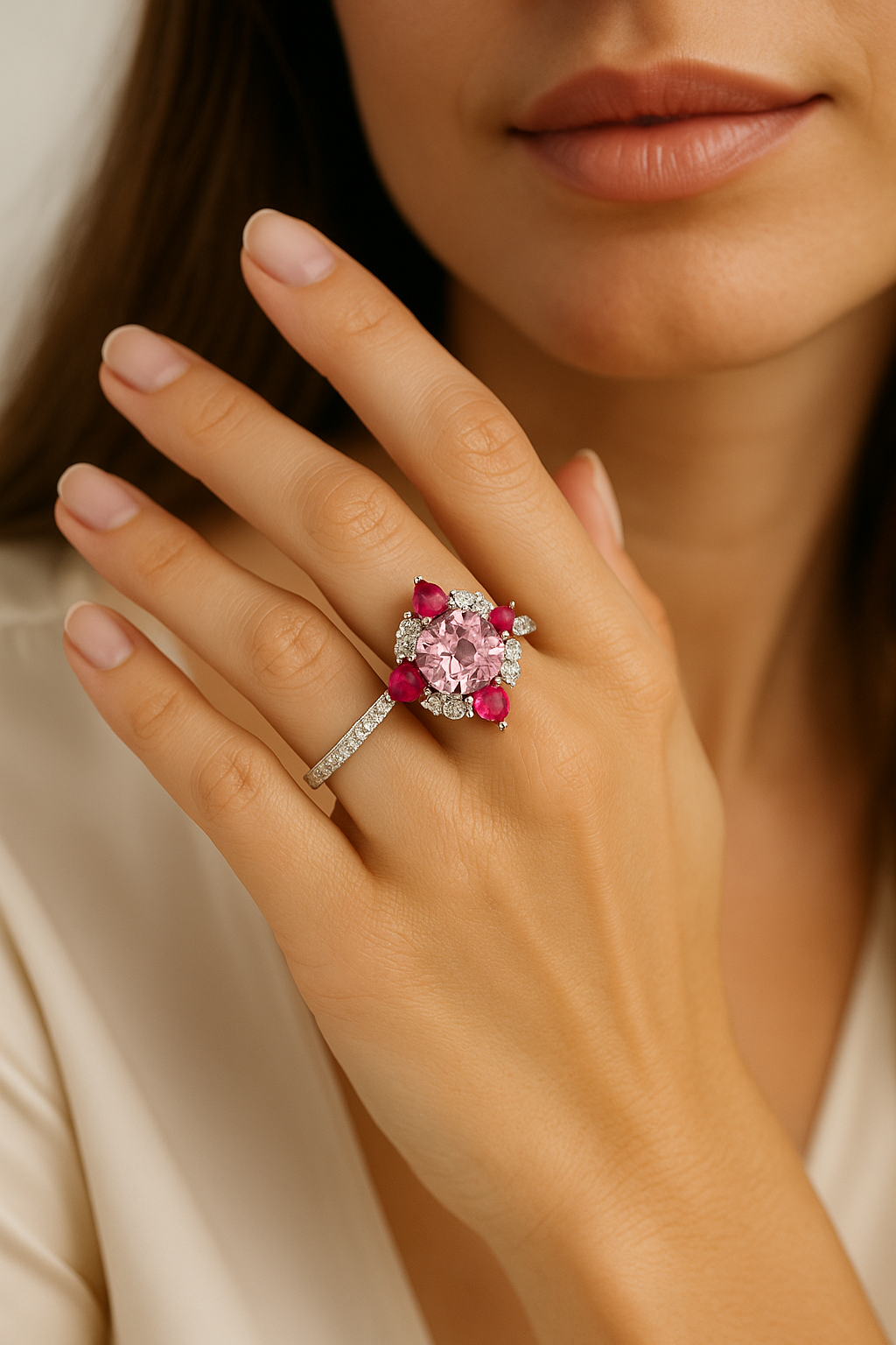 Rosé Marquis Crown Ring — Sterling Silver
