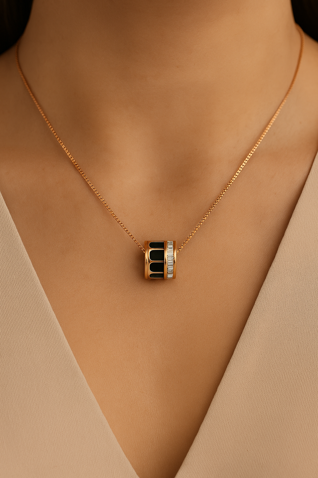 Roma Luxe Barrel Necklace Sterling Silver