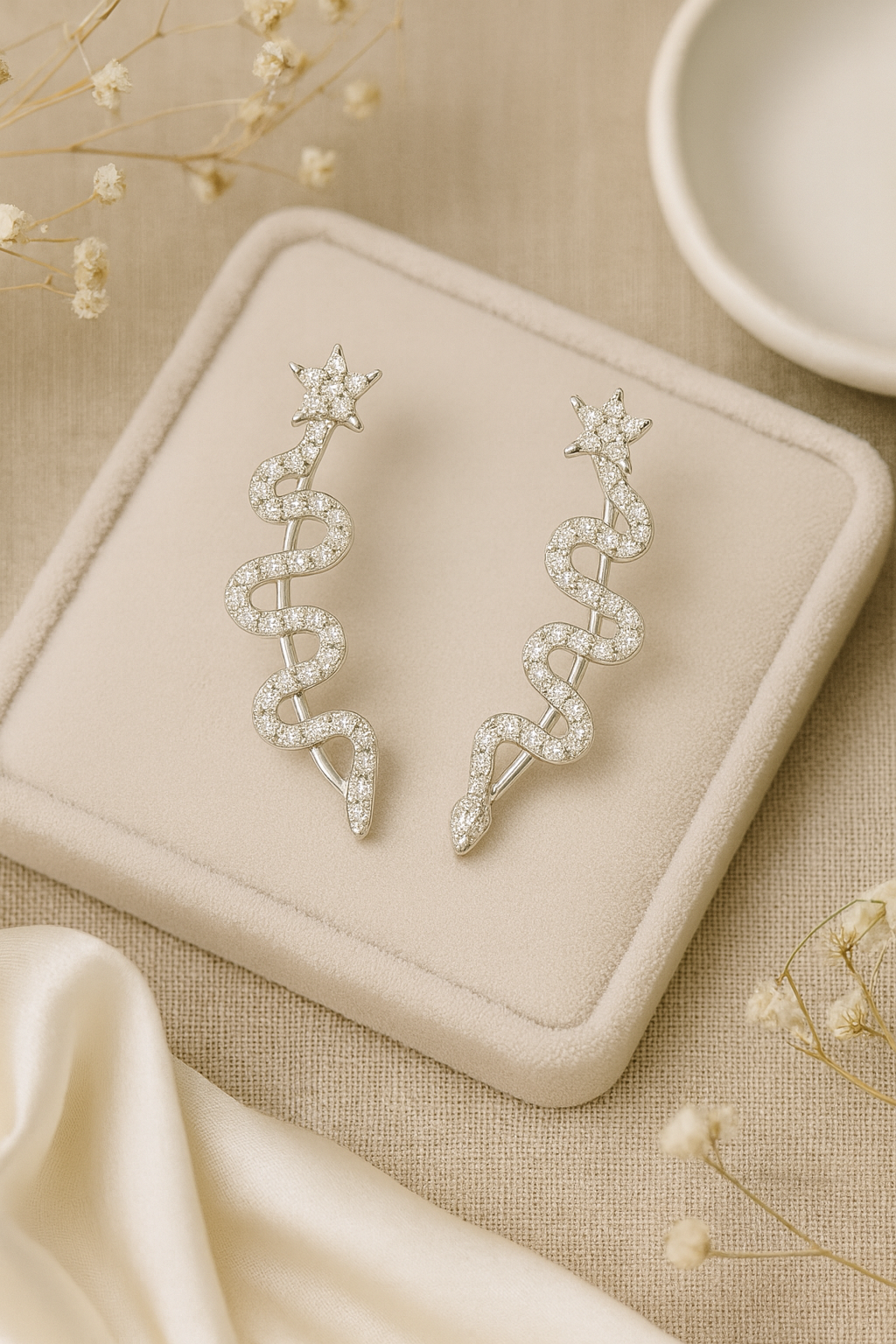 Celestial Star Snake Sterling Silver Ear Cuffs