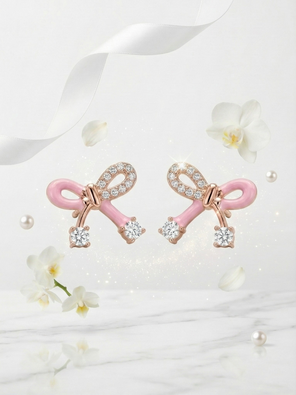 Rosetta Blush Bow Stud Earrings | 925 Sterling Silver