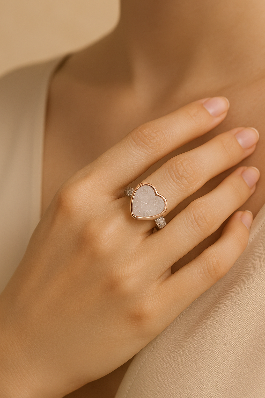 Aurora Heart Frost Ring - Sterling Silver