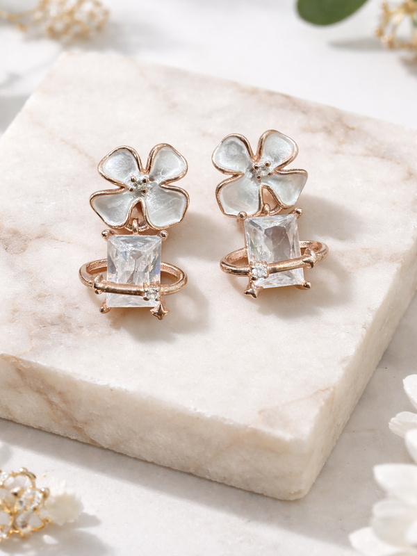 Iris Petal Stud Earrings | 925 Sterling Silver