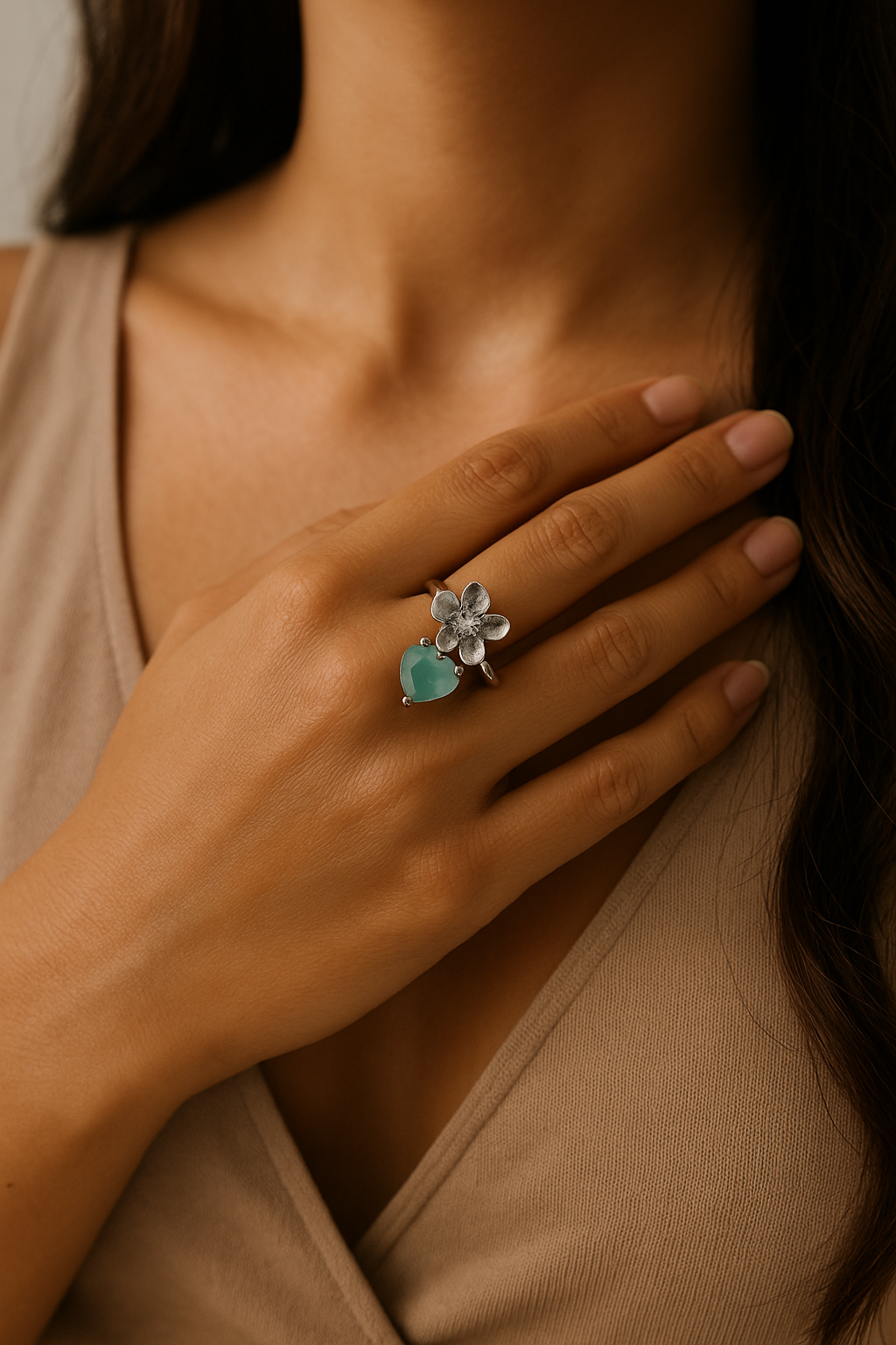 Petal & Heart Dream Ring - Sterling Silver