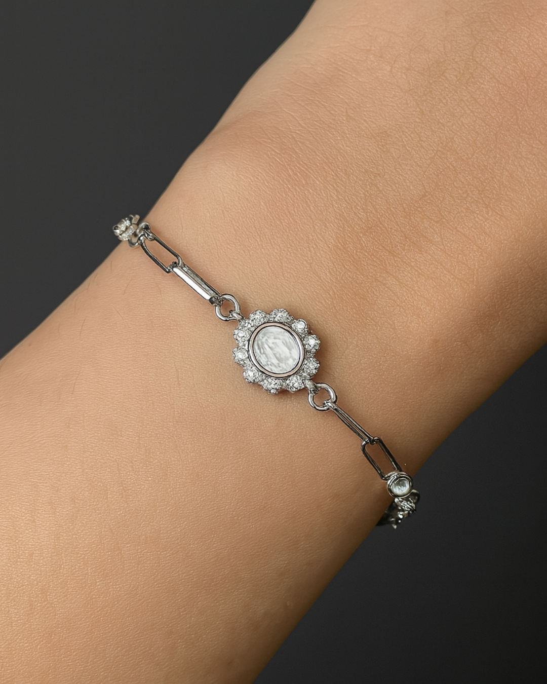 Floral Halo Bracelet Sterling Silver
