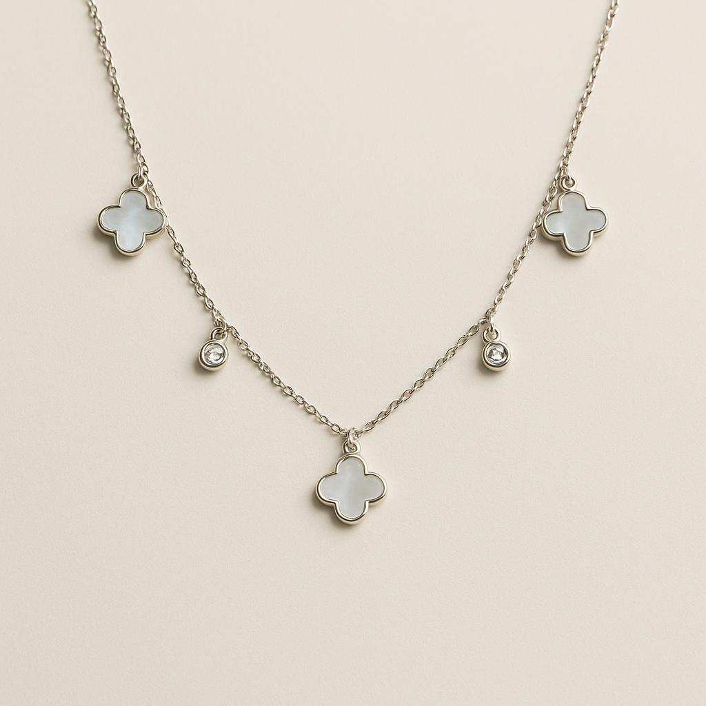 Clover Charm Sterling Silver Necklace
