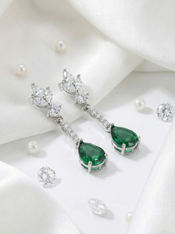 Rosée Émeraude Drop Earrings | 925 Sterling Silver