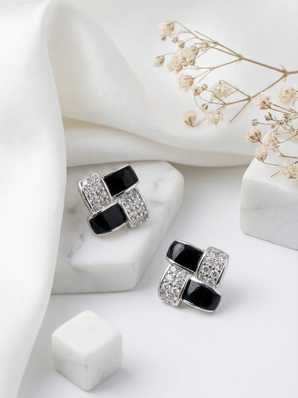 Ébène Weave Stud Earrings | 925 Sterling Silver