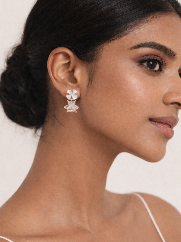 Iris Petal Stud Earrings | 925 Sterling Silver