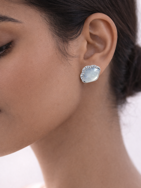 Celeste Shell Stud Earrings | 925 Sterling Silver