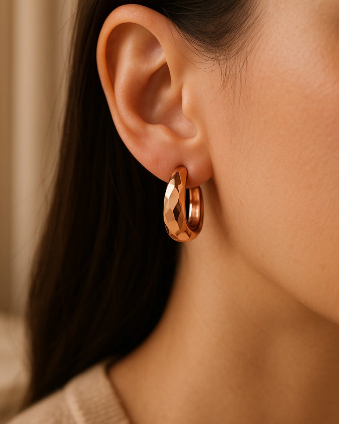 Eterna Faceted Rose Gold Hoops - Demi Fine