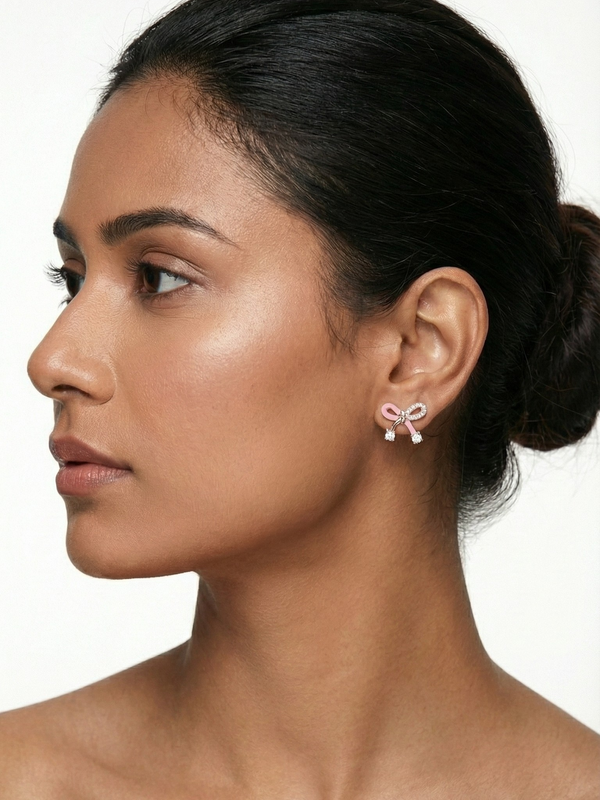 Rosetta Blush Bow Stud Earrings | 925 Sterling Silver