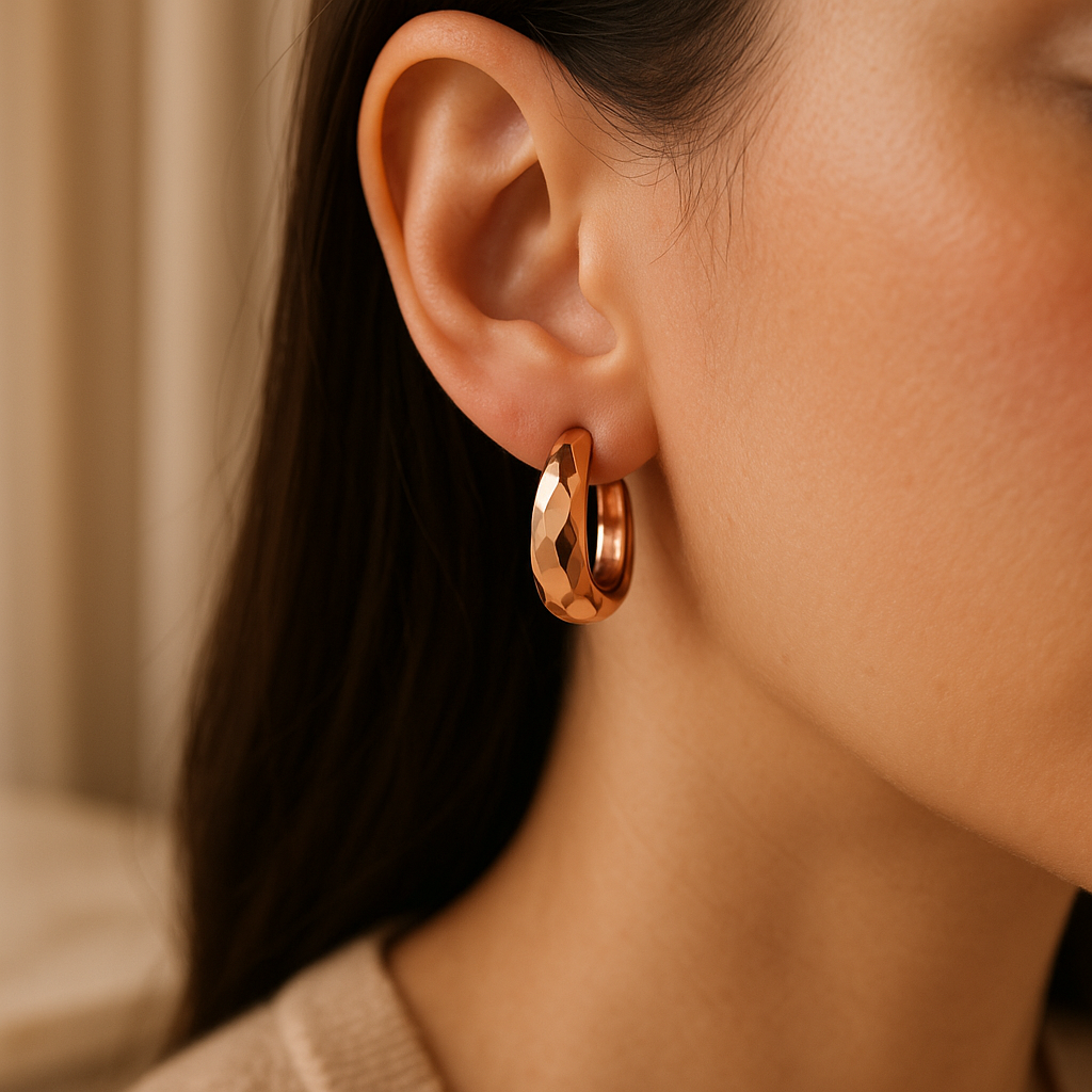 Eterna Faceted Rose Gold Hoops - Demi Fine