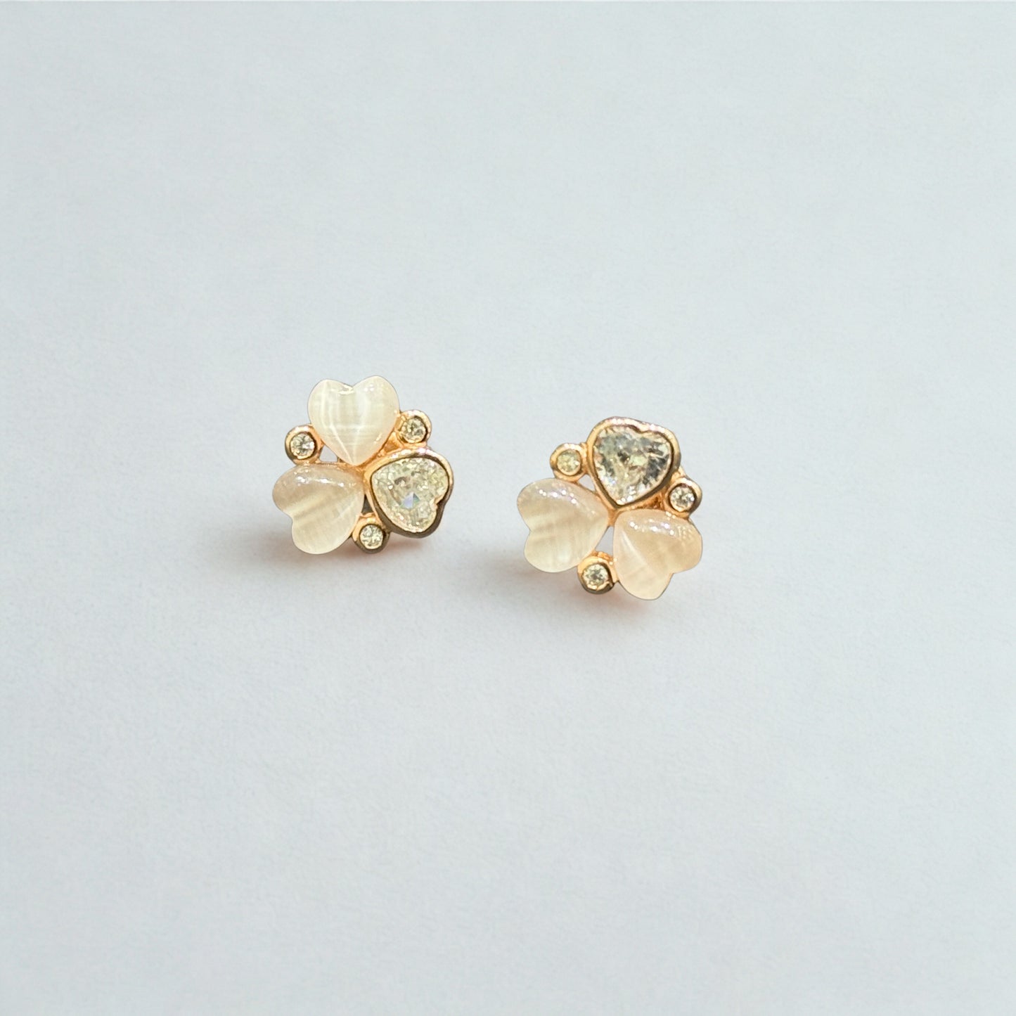 Clover Heart Stud Earrings