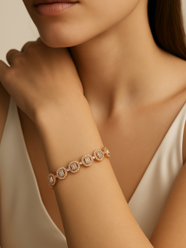 Regalia Baguette Halo Bracelet | 925 Sterling Silver