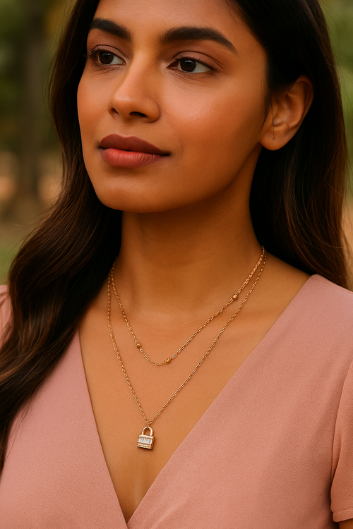 Baguette Lock Necklace