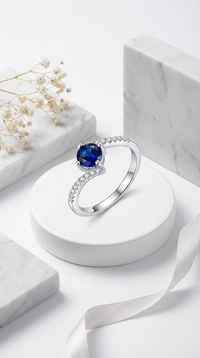 Velora Blue Solitaire Ring | 925 Sterling Silver