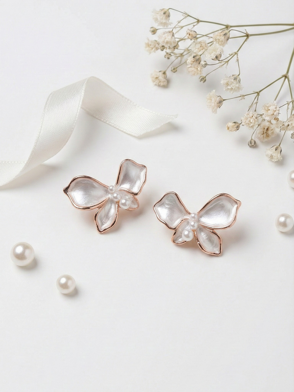 Luna Bloom Pearl Studs | 925 Sterling Silver