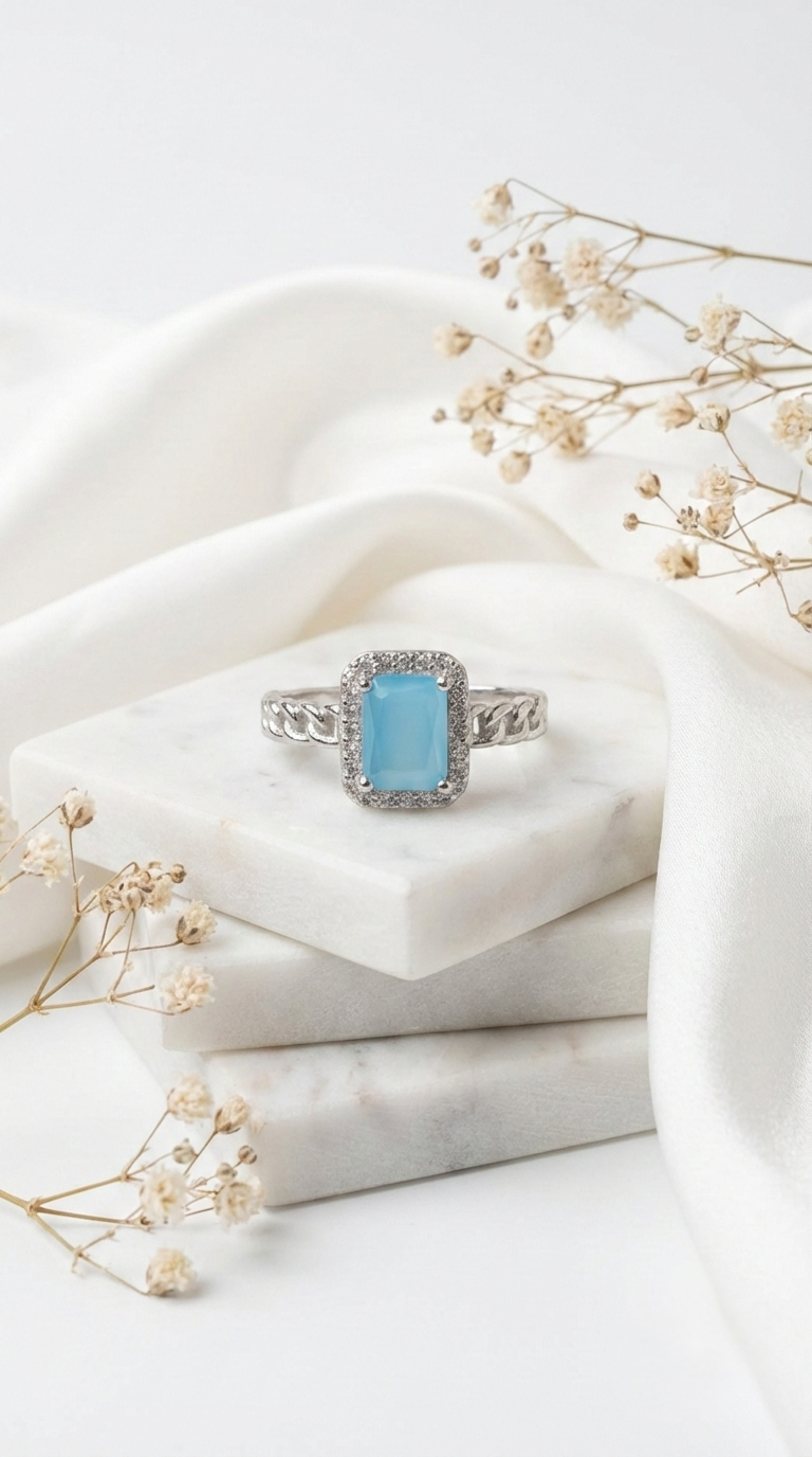 Serene Tide Halo Ring | 925 Sterling Silver