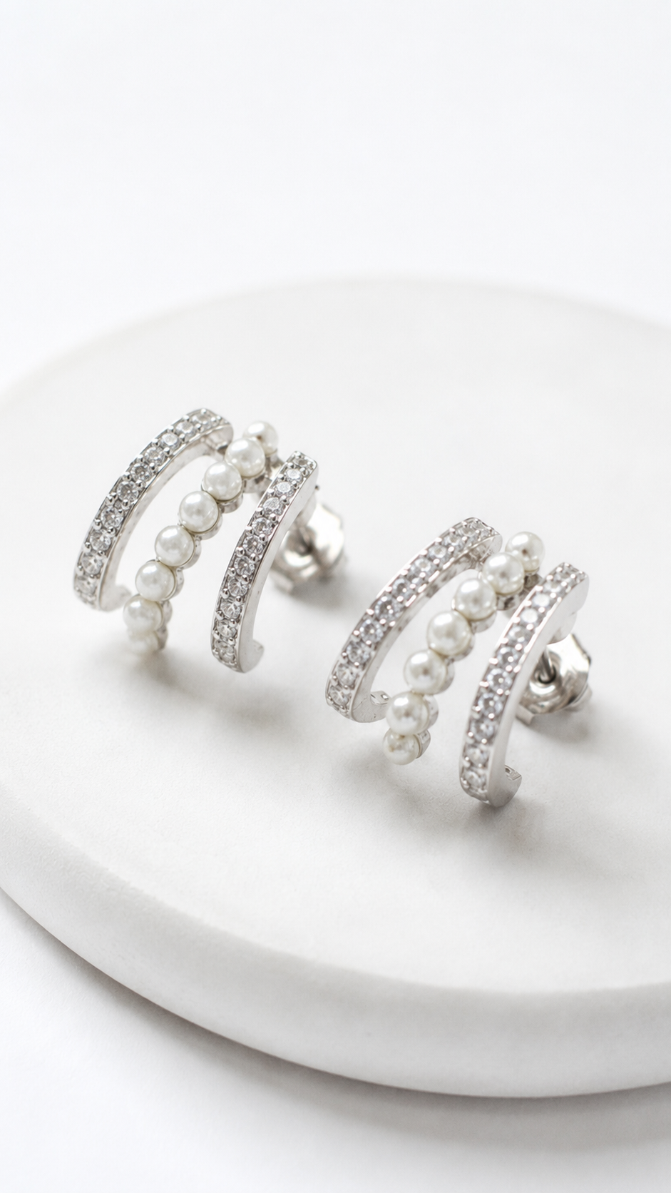 Pearl Arc Earrings | 925 Sterling Silver
