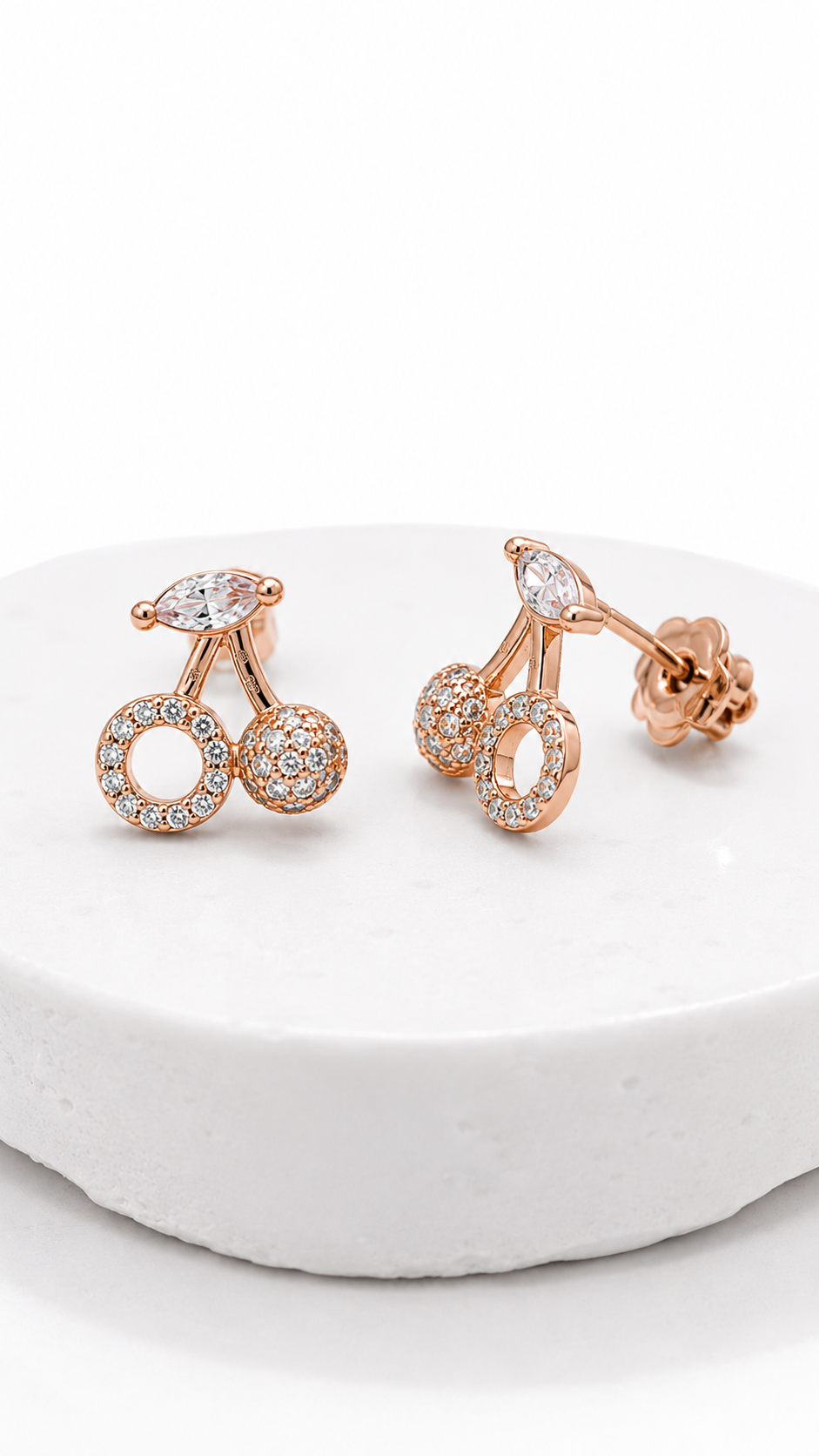 Cherry Halo Studs | 925 Sterling Silver