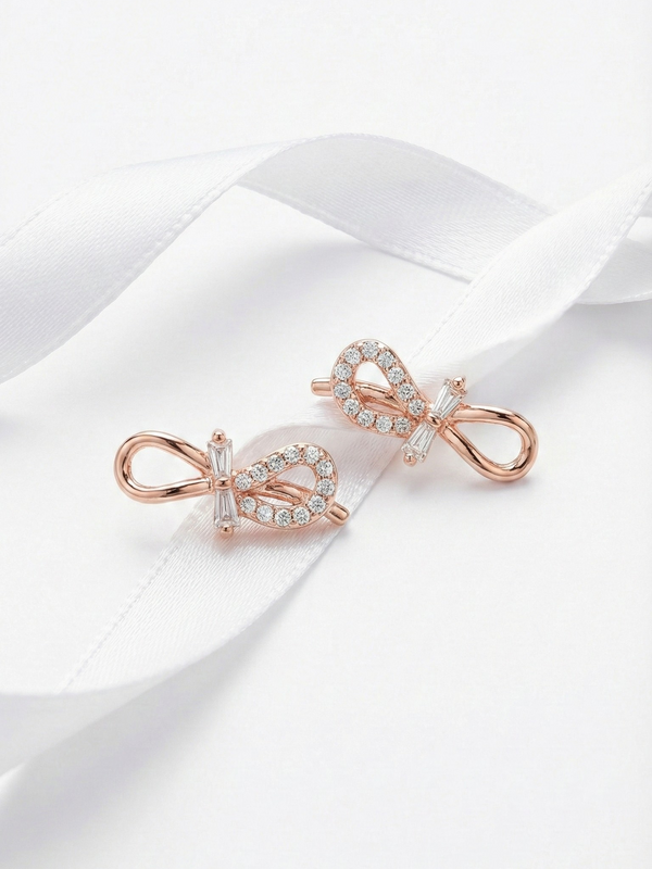 Amour Bow Sparkle Stud Earrings | 925 Sterling Silver