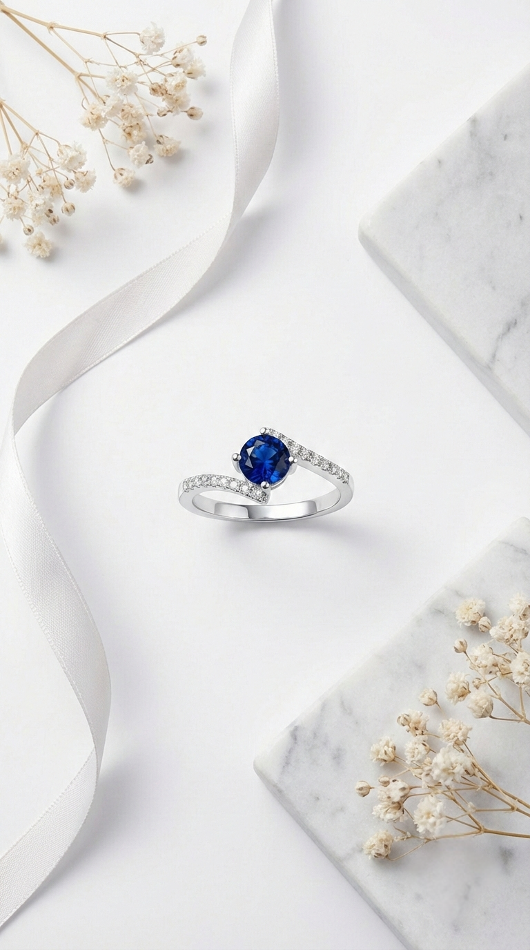 Velora Blue Solitaire Ring | 925 Sterling Silver