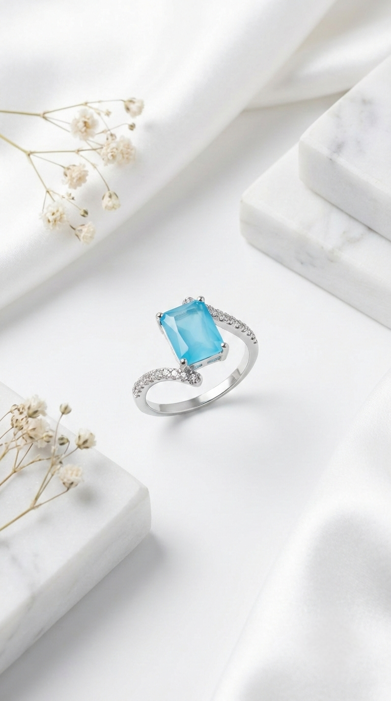 Nyra Azure Curve Ring | 925 Sterling Silver