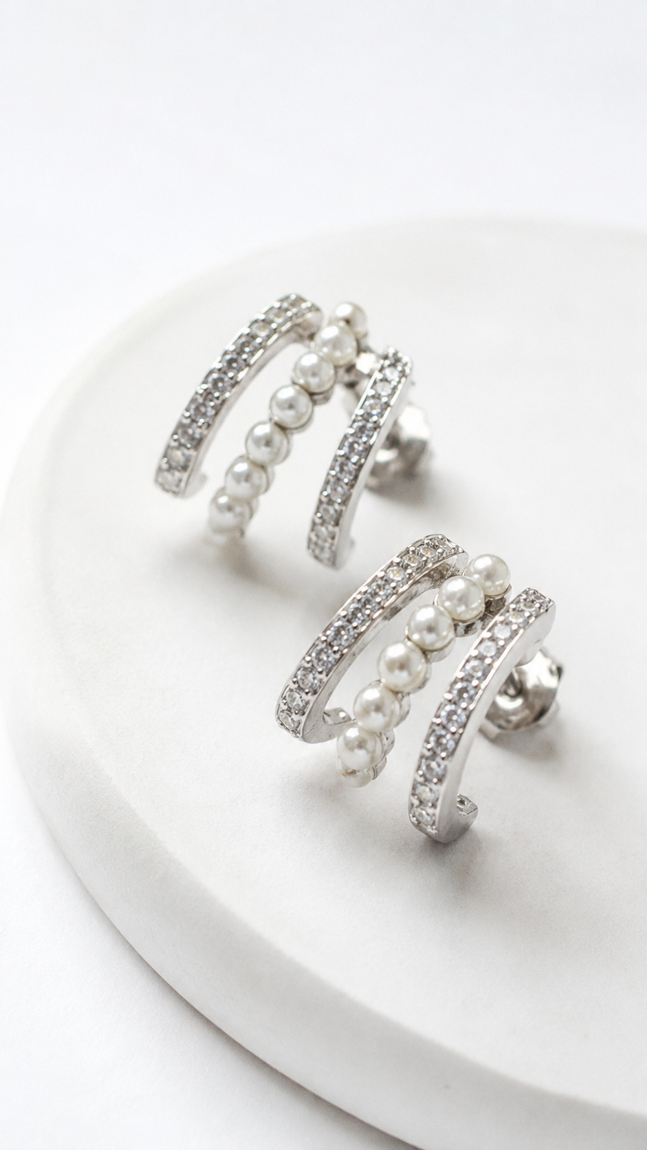 Pearl Arc Earrings | 925 Sterling Silver