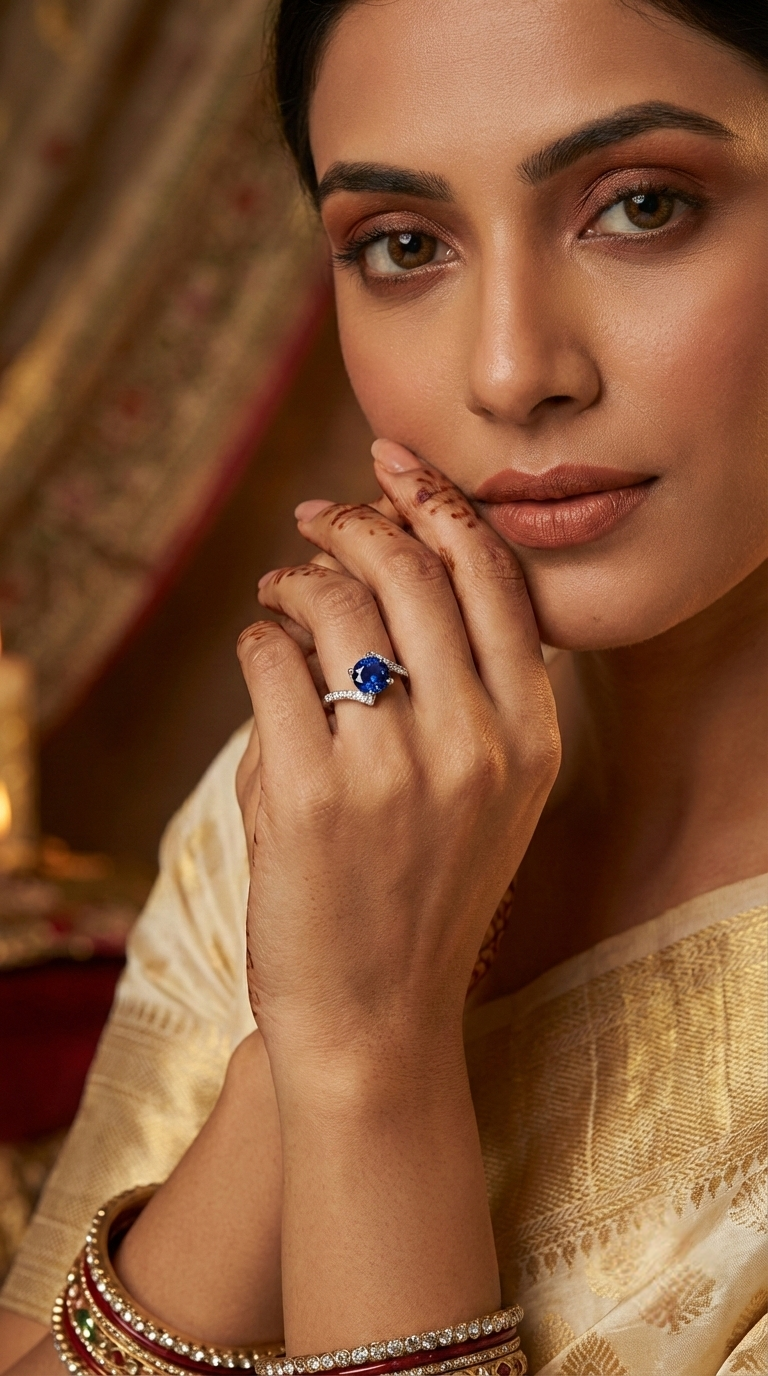 Velora Blue Solitaire Ring | 925 Sterling Silver