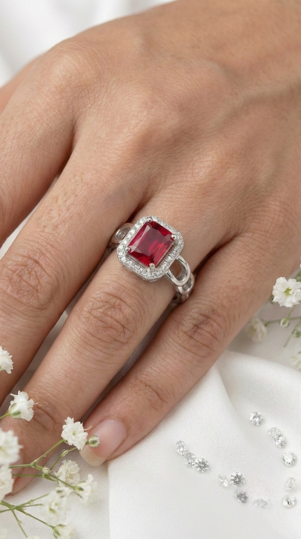 The Ruby Halo Ring | 925 Sterling Silver