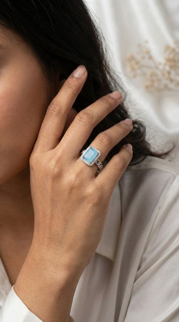 Serene Tide Halo Ring | 925 Sterling Silver