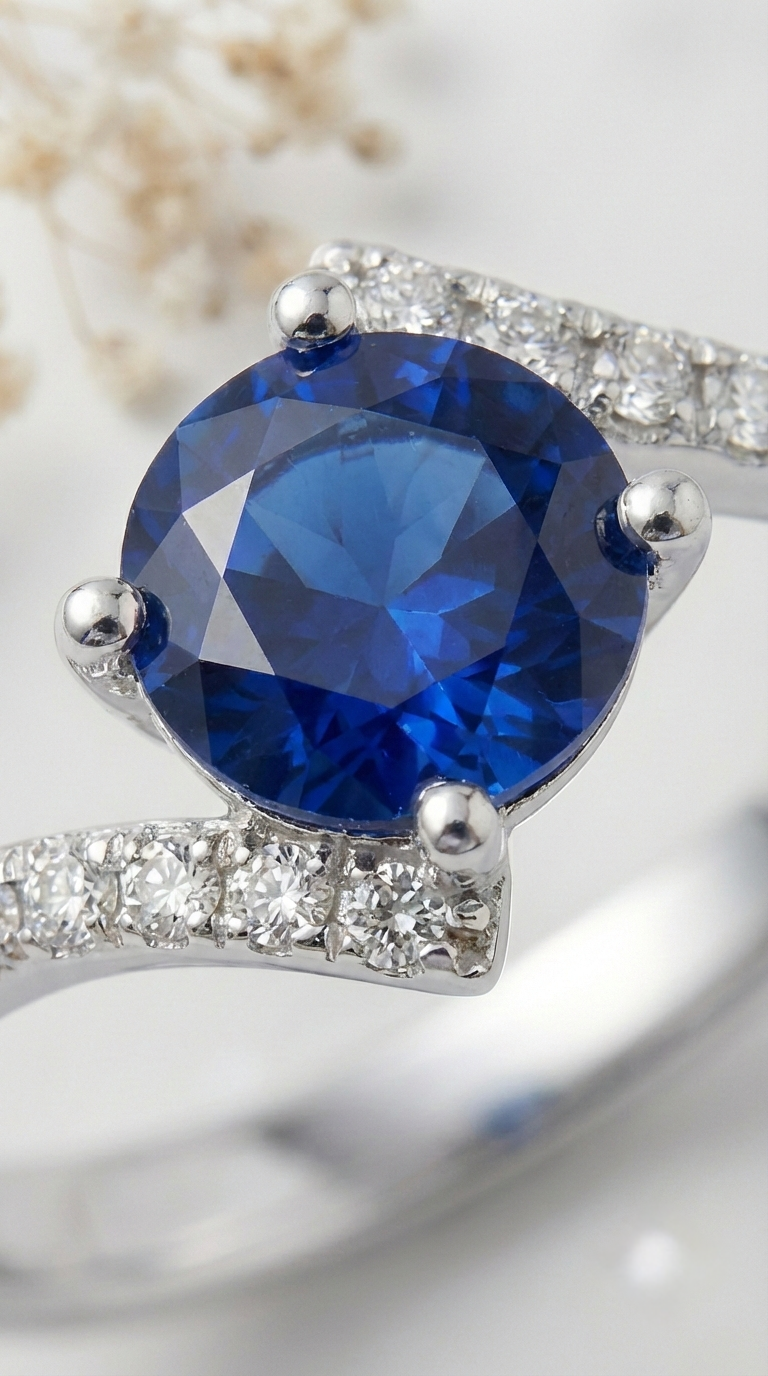Velora Blue Solitaire Ring | 925 Sterling Silver