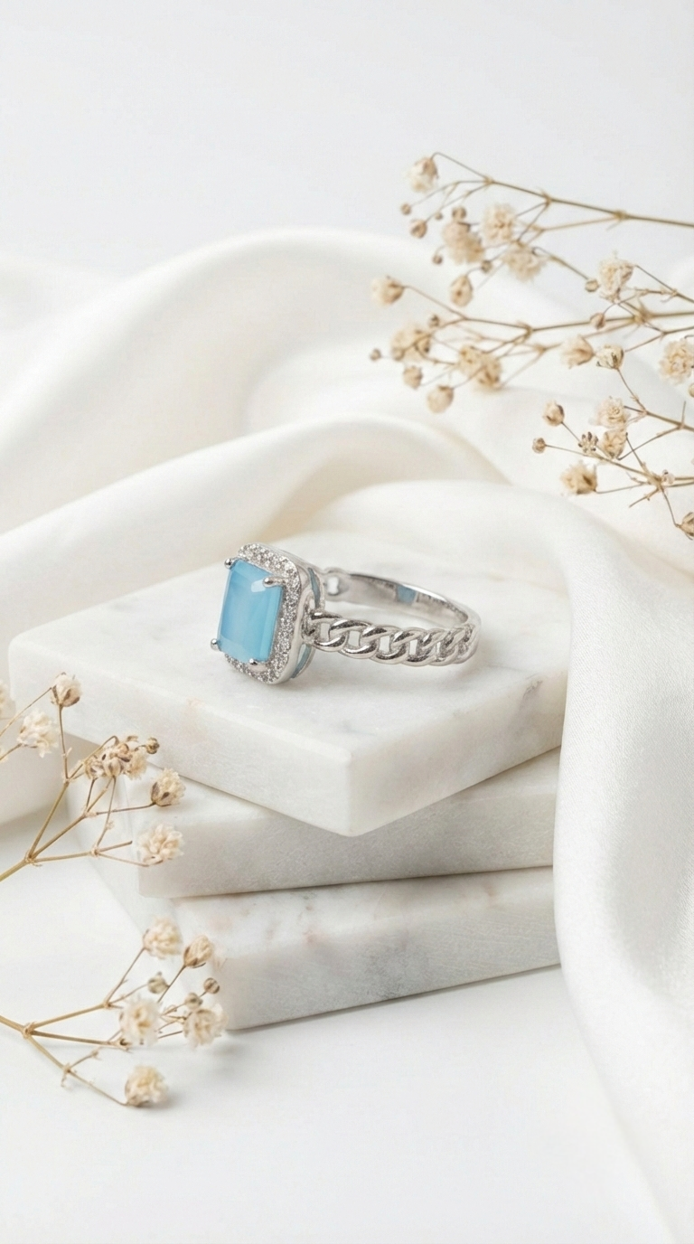 Serene Tide Halo Ring | 925 Sterling Silver