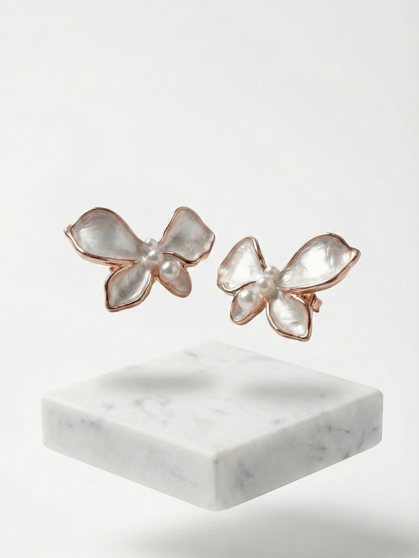 Luna Bloom Pearl Studs | 925 Sterling Silver