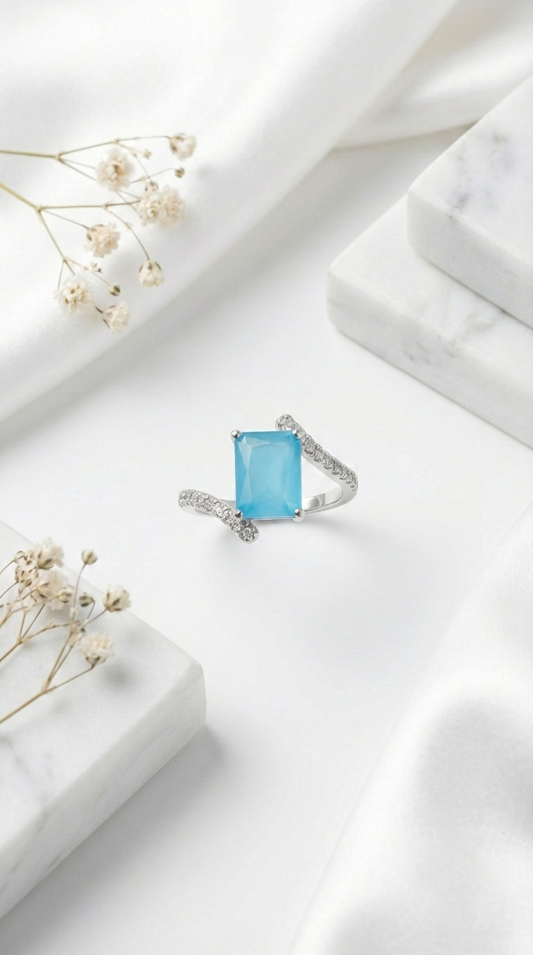 Nyra Azure Curve Ring | 925 Sterling Silver