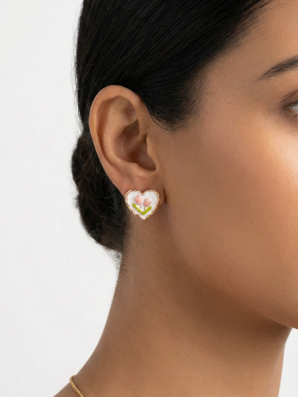 Bloomheart Enamel Studs | 925 Sterling Silver
