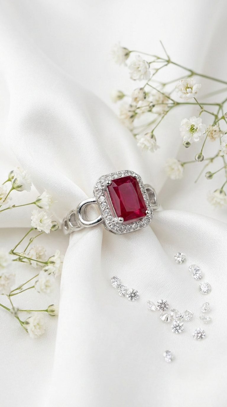 The Ruby Halo Ring | 925 Sterling Silver